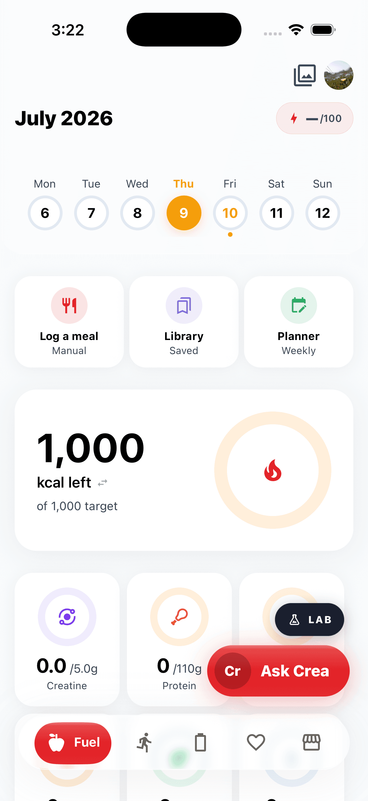 Fuel — meals, calories & macros